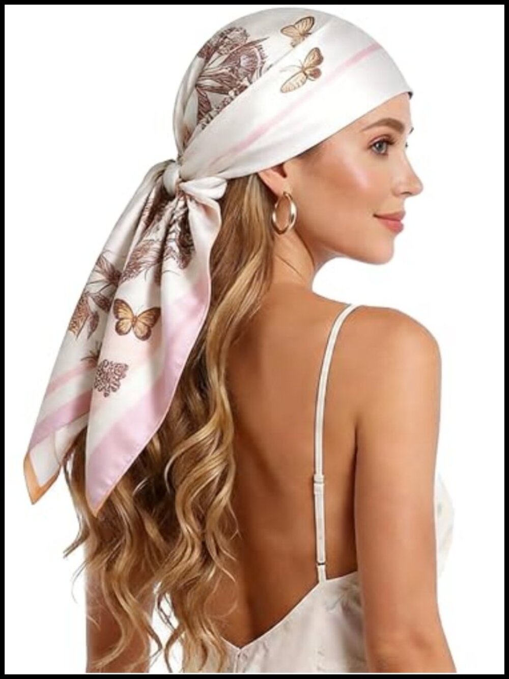 Silk-Feel Satin Hair Scarf 35x35 Multi-Way Head Wrap Sleep Hijab Gift Women